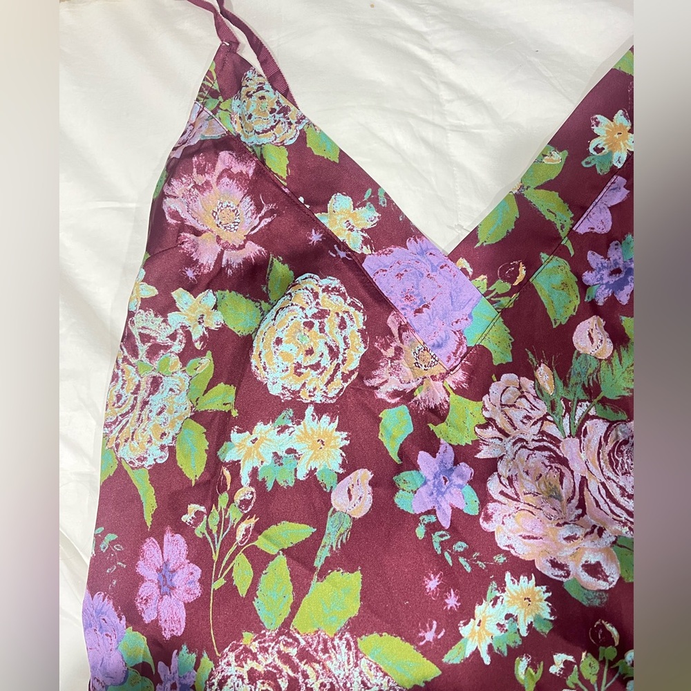 NWOT Free People Floral Satin Cami Tank Top Womens large